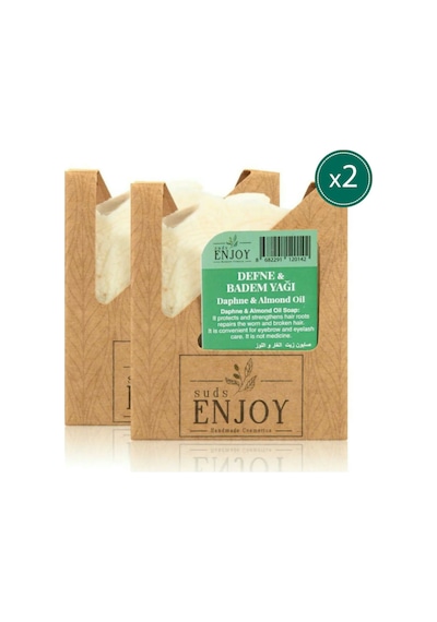 Suds Enjoy El Yapımı Yüz Saç ve Vücut için Doğal Defne & Badem Yağı Sabunu 2 x 100 G