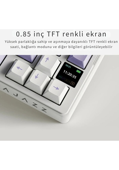 Aks075 Ergonomik Gift Switch-mekanik Klavye-bt5.1/2.4gwireless/usb-hot Swap Dinamik Rgb - Mavi