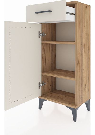 Arges Komodin Tek Raflı Tek Çekmeceli Tek Kapaklı 44x30x106 Çam-aytaşı Atlas Çam
