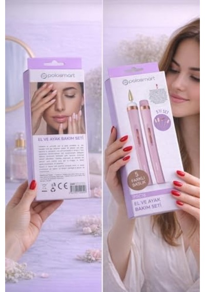 Psc16 Manikür Ve Pedikür Seti, Led Işıklı, Rose Gold, 5 Başlıklı