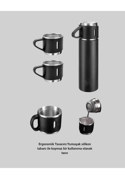Çelik Termos Bardak Seti 500 Ml Kapasite, Kaymaz Taban, Semeglbl - 31 Hediye Kutulu Paslanmaz Çelik