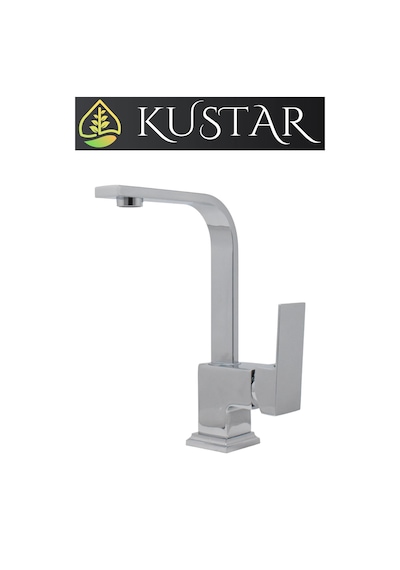 Kustar Kısa Lüx Köşeli Mix Aç Kapa Banyo Lavabo Bataryası Krom