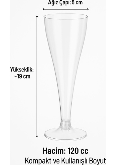 6 Lı Şeffaf Plastik Şampanya Kadehi Düğün, Parti Ve Davet Sunumlarına Uygun Bardak