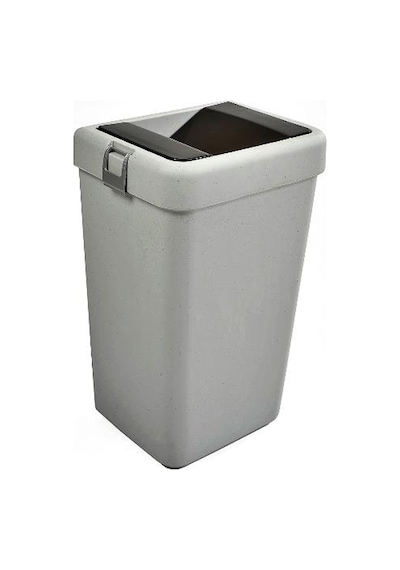 Motek 40 Litre Hassas Kapaklı Tek Gözlü Çöp Kovası Siyah