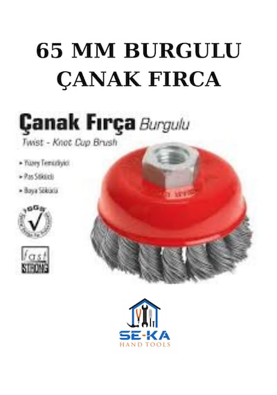 Burgulu Çanak Tel Fırça 65 Mm Spiral Taşlama Uyumlu Pas Temizleme Metal Fırça