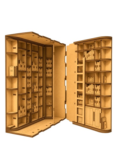 Library Diorama Book Nook Ahşap Maket Seti Dıy Miniatür Kütüphane Peri Led'li Kitaplık Dekoru