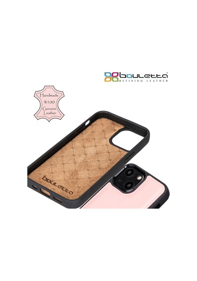 Bouletta Apple İphone 13 Mini Uyumlu Deri Arka Kapak Nu2 Pembe