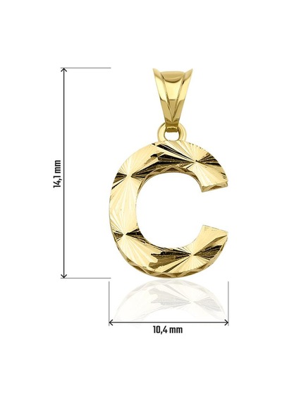 Fiyonk Kuyumculuk 14 Ayar Altın Mini Shine Kolye Ucu C Harfi 001