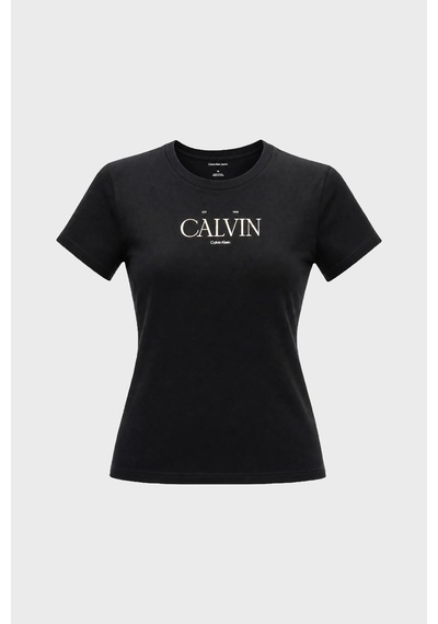 Calvin Klein % 100 Pamuk Slim Fit Bisiklet Yaka T Shirt Lv047g806gub1 Bayan T Shirt Lv047g806g Ub1 Siyah