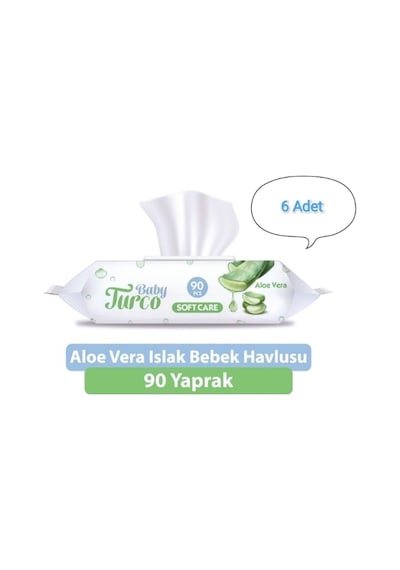 Soft Care Aloe Vera Islak Mendil 90 Lı Paket 6 Adet 540 Yaprak 90'lı