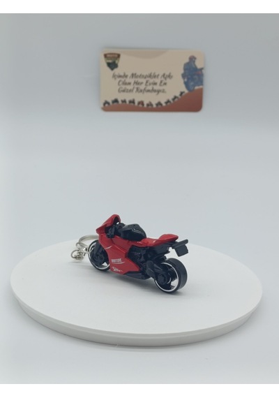 Süpersport Motosiklet Metal Anahtarlık Kırmızı - Diecast Yarış Motoru Figürü