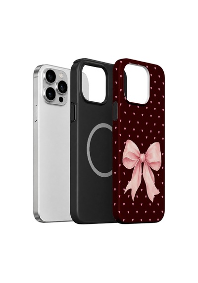 Velvoria Valestra Blush Heart Bow Apple iPhone Uyumlu 14 Pro Magsafe Koruma Kılıfı Valestra Magline - Blush Heart Bow
