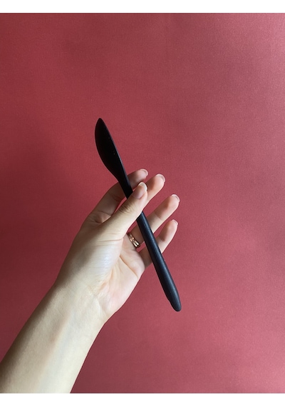 Sert Uçlu Isıya Dayanıklı Silikon Kısa Kaşık 20 Cm / 2 Adet Siyah