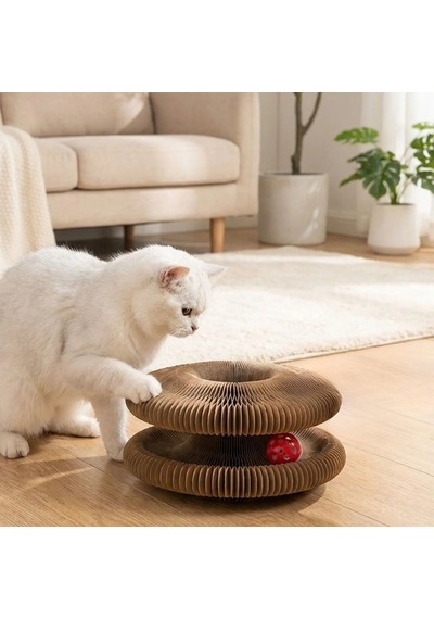 Buffer Akordiyon Karton Kedi Tırmalama Oyuncağı Mıknatıslı Katlanabilir Etkileşimli Kedi Oyuncağı,pençe Tahtası