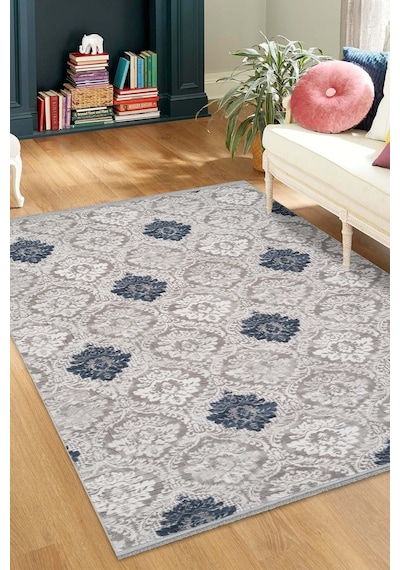 Villadia Home Textile Modern Desen Emboss Baskılı Kaymaz Taban Elit Şık Dört Mevsim Yıkanabilir Halı Yolluk Oturma Salon Odası Vd1097mavi Mavi