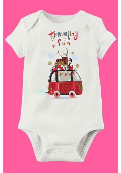 Babylimon Unisex Bebek Beyaz Organik Baskılı Pamuklu Body Beyaz - 132207206 Beyaz