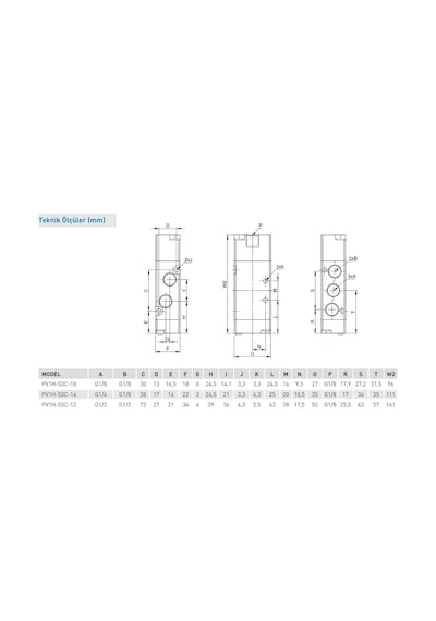 Pemaks Pv1h Serisi 5/3-1/8 Hava - Hava Kapalı Merkez Solenoid Valf