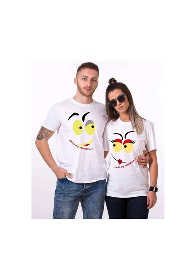 Tshirthane My Valantine Sevgili Kombinleri Tshirt Kombini Beyaz