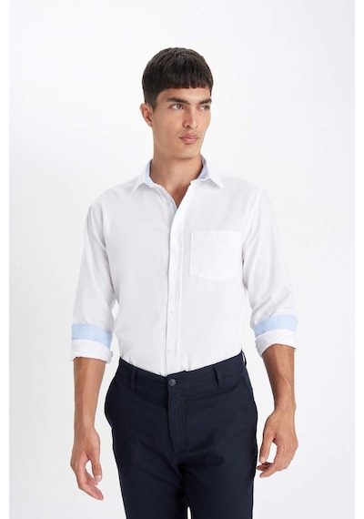 Defacto Regular Fit Oxford Basic Düz Uzun Kollu Beyaz Gömlek B1873AX23AUWT82 Beyaz