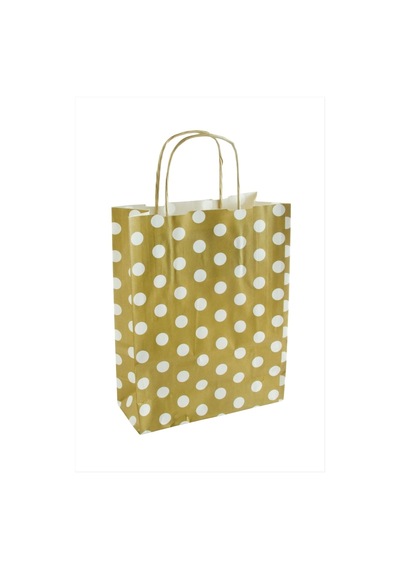 8x18x24 - 511 - Cm Benekli Büküm Saplı Kağıt Poşet 1 - Csmo-tex - Adet Sarı