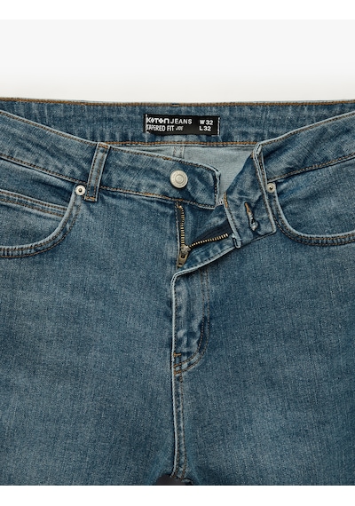 Koton Pamuklu Cep Detaylı Tapered Jean Pantolon - Joe Jean Orta İndigo 7wam40144nd