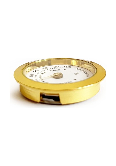 Metal Humidor Higrometresi ve Nemlendirici Haznesi Seti Sarı