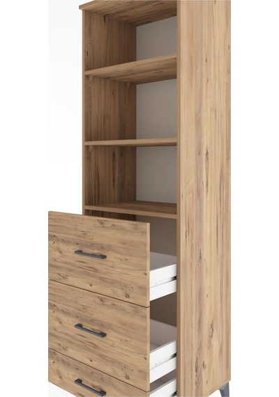 Hyperion Dolap 3 Raflı 3 Çekmeceli 60x44x195 Çam-çam Çam
