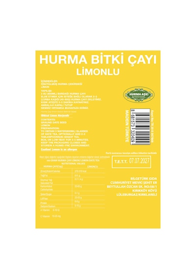 Hurma Aşkı Hurma Çayı Limonlu 3 x 200 G