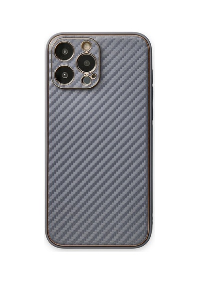 Newface - 824 - Apple iPhone Uyumlu 13 Pro Max Kılıf Coco Karbon Silikon - Csmo-tex - - Gri