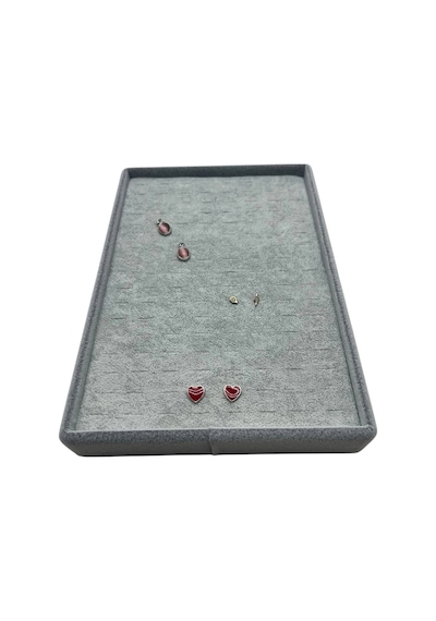 Süet Kumaş Gri Renk 24/17 Cm Batırmalı Piercing - Küpe Tablası