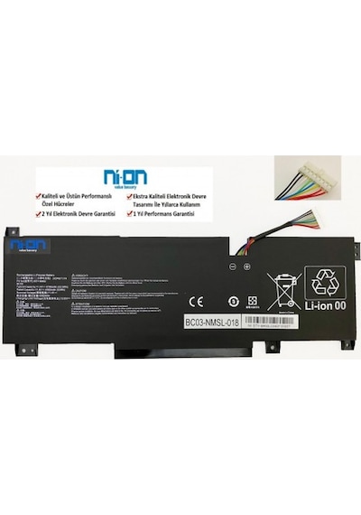 Nion Msi Katana Gf66 12uc Uyumlu Notebook Batarya Pil