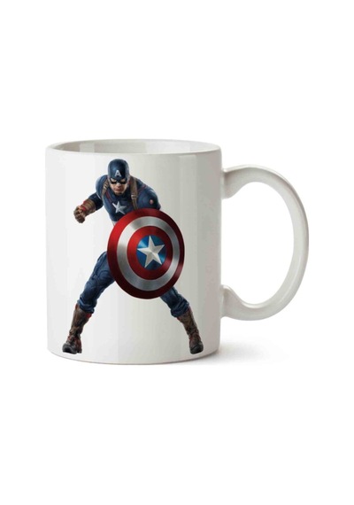 Captain Amerika Kalkan İki Tarafı Baskılı Kupa Bardak.jpg Çok Renkli