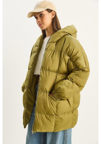 Shade Kadın Kapüşonlu Oversize Yarasa Kol Şişme Mont 60283686 - Yeşil