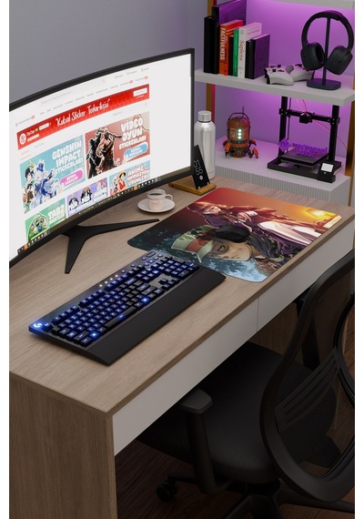 Black Lagoon Kaymaz Dikişli Kauçuk Oyuncu Mousepad V4 - 48x40 Xl Gaming Mouse Pad Fare Altlığı