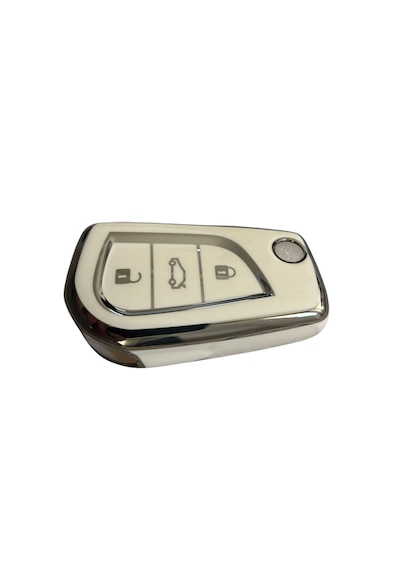 Autohan Keys Toyota Uyumlu Anahtar Koruma Kılıfı, Beyaz Gümüş, Corolla Auris Yaris Verso Avensis Aygo Hilux Modelleri Için Nano Kaplama