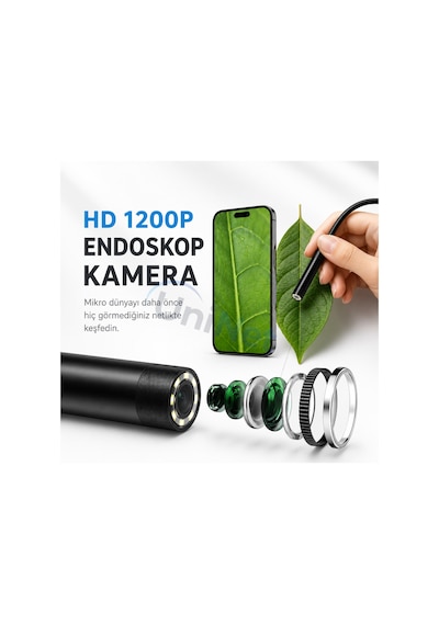 Uninet Iphone Için 10 Metre Wifi Özellikli 3 Kameralı Endoskop Yılan Kamera 1080p Hd