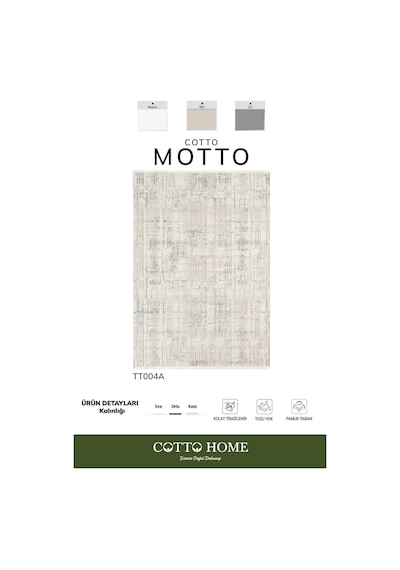 Cotto Motto Tt004a Krem Halı Modern Desen Pamuk Taban Yıkanabilir Salon Mutfak Oturma Odası Halısı