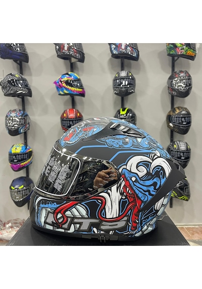Mts M-801 Snake Full Face Kask Myth Blue Mavi