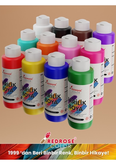 Red Rose Tüm Renkler Akrilik Boya 12'lı Set 12 x 120 ML