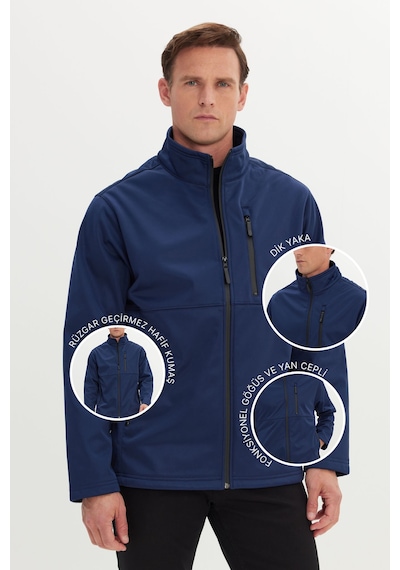 AC&Co / Altınyıldız Classics Erkek Lacı Sıcak Tutan Comfort Fit Rahat Kesim Dik Yaka Mont Lacı Lacivert