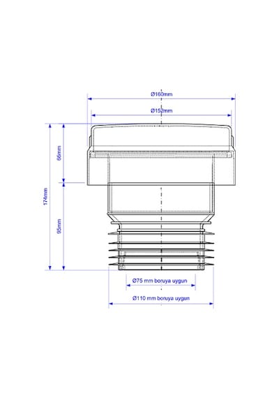 McAlpine Maxi Outdoor DN70'lik 100'lük atık pis su hava alma valfi kokusuz otomatik havalık şapkası