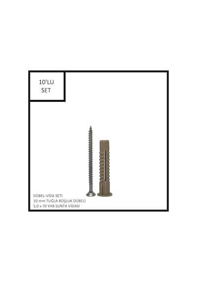 Dübel-vida Seti, Tuğla Boşluk Dübeli 10 Mm, 5,0x70 Yhb Sunta Vidası, 10 Adet
