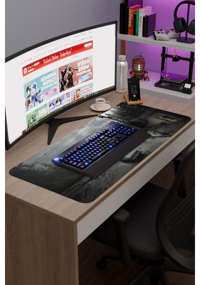 Silent Hill Kaymaz Dikişli Kauçuk Oyuncu Mousepad V5 - 90x40 Xxl Gaming Mouse Pad Fare Altlığı