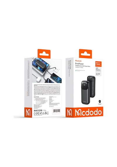 Mcdodo Mc-8530 20000mah 22.5w Pd Qc Hızlı Şarj Dijital Göstergeli Çoklu Kablolu Powerbank Siyah Mcdodo Mc-8530 20000mah 22.5w Pd Qc Hızlı Şarj Dijital Göstergeli Çoklu Kablolu Powerbank Siyah