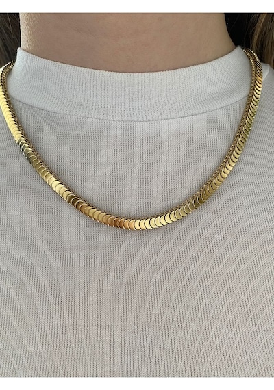 Sıralı Yarım Halka Çelik Kararmaz Kadın Gold Kolye Altın Sıralı Yarım Halka Çelik Kararmaz Kadın Gold Kolye Altın