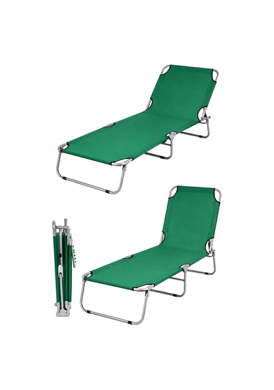 Bysay Katlanır Şezlong, Metal İskelet, Kumaş, 55x188x27 Cm, Plaj Deniz Kamp Bahçe İçin, Yeşil Çok Renkli