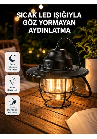 Mey İthalat Taşınabilir Retro Çam Konisi Kamp Lambası Gece Işığı Su Geçirmez Çok Renkli