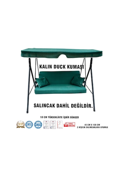 Lüks Duck Vip Salıncak Minder Seti 10 Cm Süngerli Tenteli Salıncak Minder Seti-yeşil Yeşil
