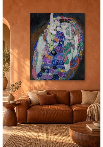 Fida Klimt Genç Kız Renkli Desenli Kadınlar Canvas Tablo Çok Renkli