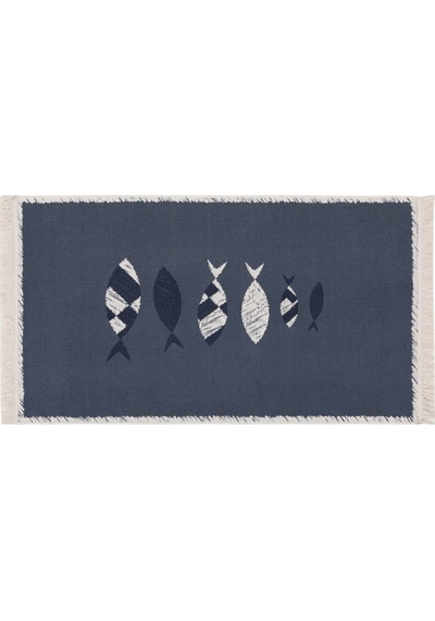 Mudo Home Larıssa Frame Fısh Kilim Lacivert Beyaz 80x150 Diğer